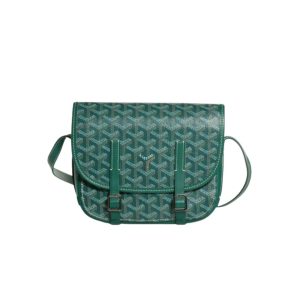 GOYARD GOYARDINE BELVEDERE PM MESSENGER BAG GREEN 21CM