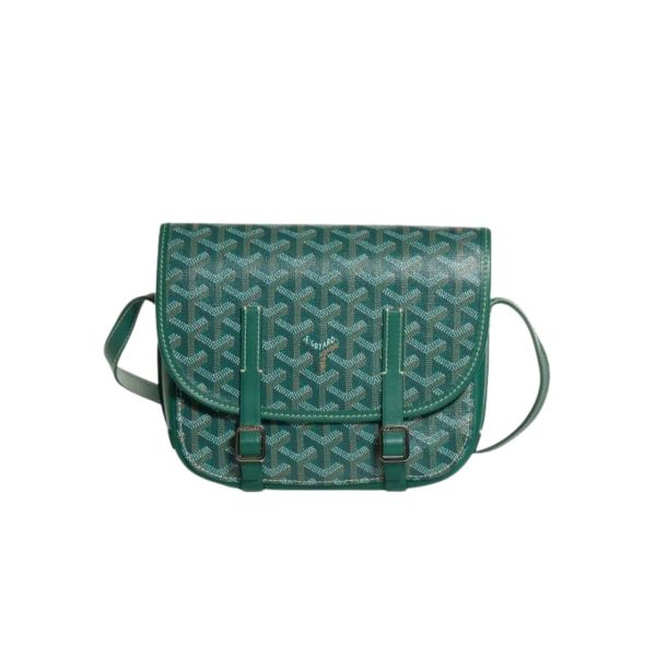 GOYARD GOYARDINE BELVEDERE PM MESSENGER BAG GREEN 21CM