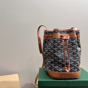 GOYARD GOYARDINE PETIT FLOT BUCKET BAG BLACK TAN 23CM PEFLOTPMLTY01CL03P