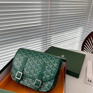 GOYARD GOYARDINE BELVEDERE PM MESSENGER BAG GREEN 21CM