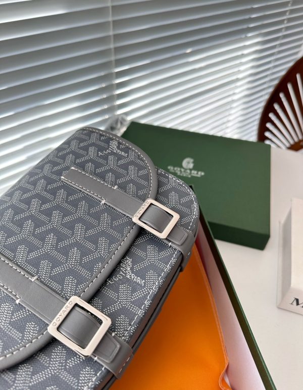 GOYARD GOYARDINE BELVEDERE PM MESSENGER BAG GREY 21CM