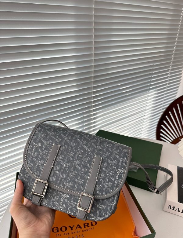 GOYARD GOYARDINE BELVEDERE PM MESSENGER BAG GREY 21CM