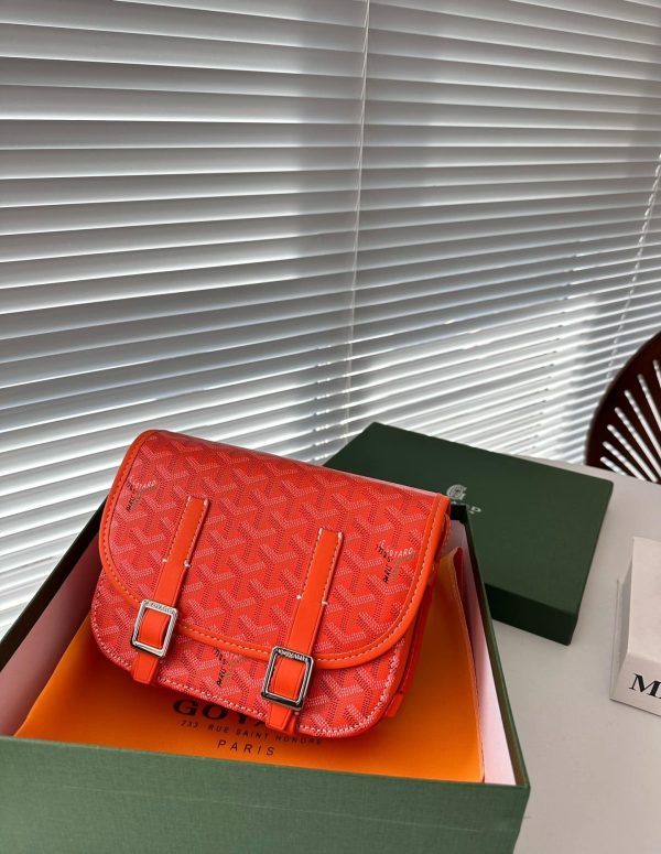 GOYARD GOYARDINE BELVEDERE PM MESSENGER BAG ORANGE 21CM