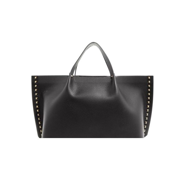 VALENTINO GARAVANI ROCKSTUD LEATHER TOTE BLACK 36CM