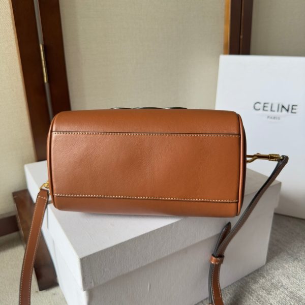 CELINE  SMALL BOSTON BAG IN SMOOTH CALFSKIN WITH CUIR TRIOMPHE BROWN