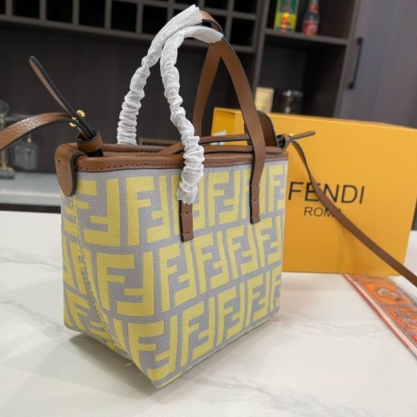 FENDI ROLL MINI FF JACQUARD MINI BAG YELLOW 17CM 8BS096AOVJF1PIO