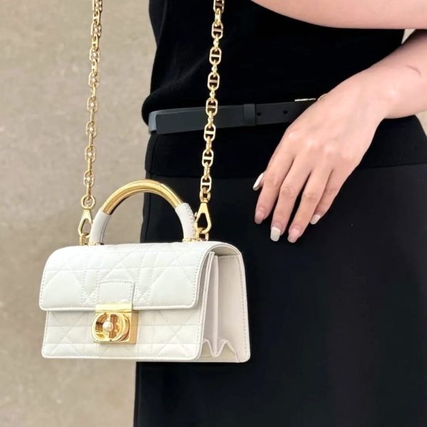 DIOR MINI DIOR ANGE BAG MACROCANNAGE WHITE 20CM M4401UNMZM030 E01