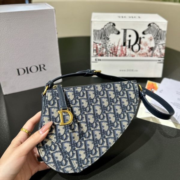 DIOR SADDLE RODEO POUCH BLUE OBLIQUE JACQUARD 20CM