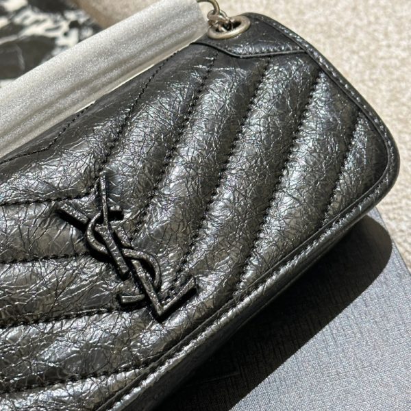 SAINT LAURENT MINI MATELASSE MONOGRAM NIKI BAG BLACK 26CM