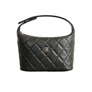 CHANEL 25C HOBO BAG CAVIAR BLACK 17CM