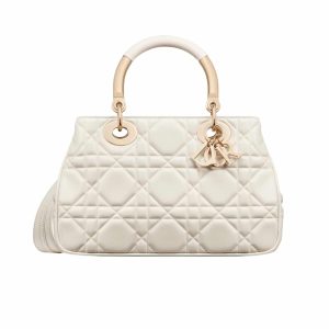 DIOR LADY 95.22 MEDIUM HANDBAG LATTE 25CM