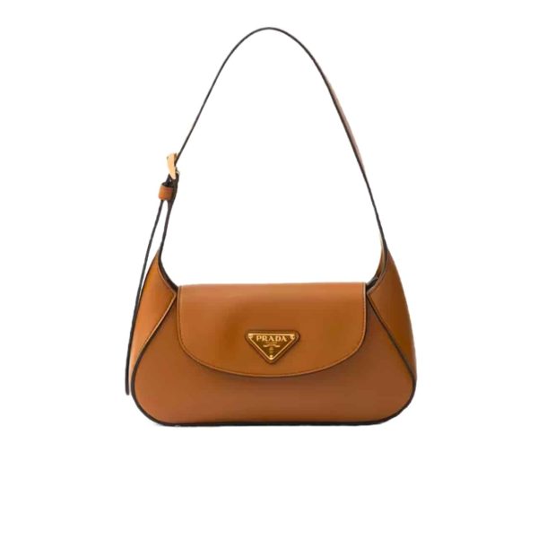 PRADA TRIANGLE LOGO SHOULDER BAG CARAMEL 24CM