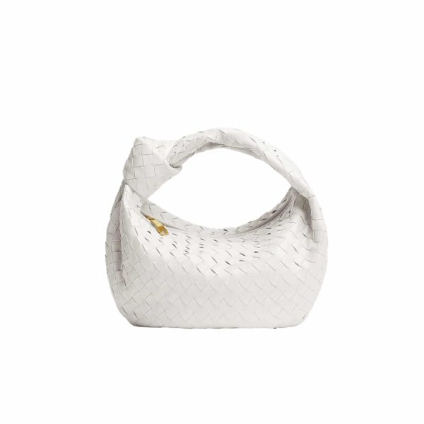 BOTTEGA VENETA JODIE INTRECCIATO LEATHER HANDLE BAG WHITE 27CM 690225VCPP09009