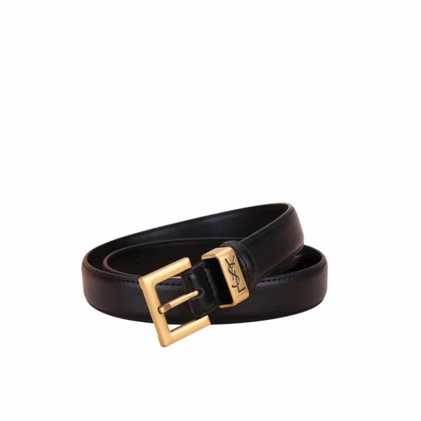 SAINT LAURENT YSL SQUARE LOGO CLASSIC BELT BLACK 25MM