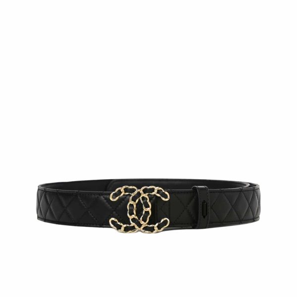 CHANEL CC BELT GOLD CHAIN AND BLACK LEATHER 28MM