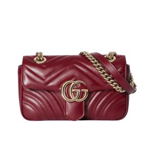 GUCCI GG MARMONT MINI SHOULDER BAG ROSSO ANCORA 16CM 443497 AADPJ 6207