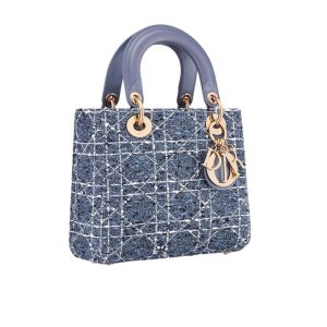 DIOR SMALL LADY DIOR MY ABCDIOR BAG DENIM TWEED BLUE 20CM M0538OTKV M911