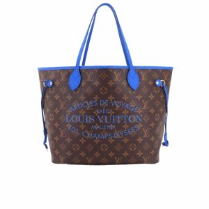 LOUIS VUITTON NEVERFULL MM BAG IKAT FLOWER MONOGRAM GRANBLUE BLUE 33CM M40938