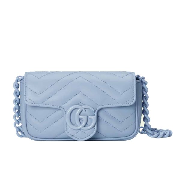 GUCCI GG MARMONT BELT BAG PALE BLUE 16CM 699757 UM8KV 4928