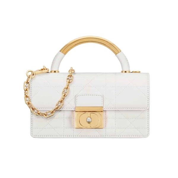 DIOR MINI DIOR ANGE BAG MACROCANNAGE WHITE 20CM M4401UNMZM030 E01