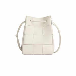 BOTTEGA VENETA SMALL CASSETTE CROSS BODY BUCKET WHITE 13CM 680218VCQC49009