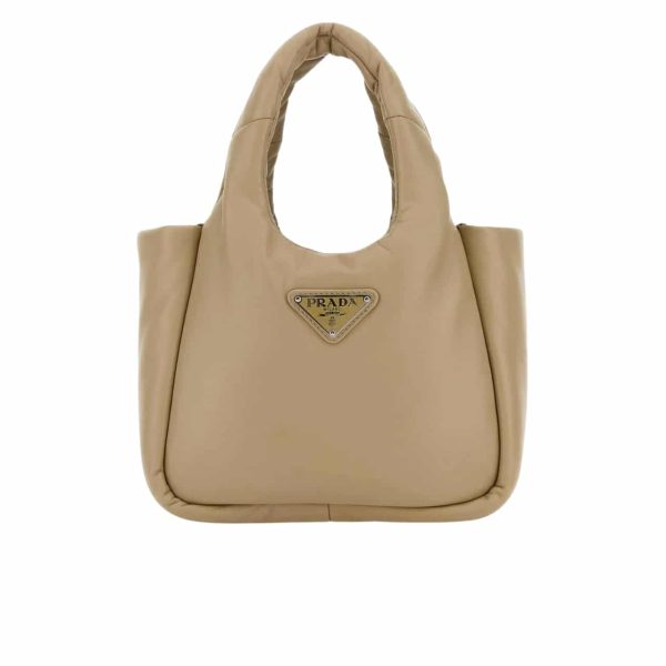 PRADA PADDED SOFT LEATHER BAG DESERT BEIGE 19CM 1BA359 2DYI F0F24 V OVO