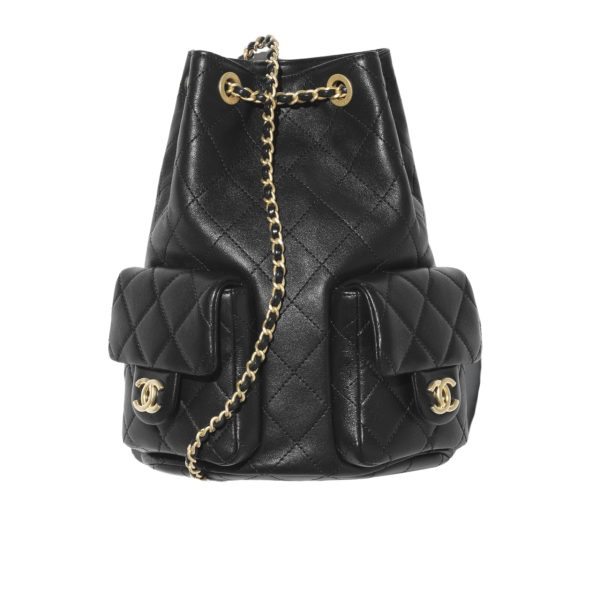 CHANEL CRUISE BACKPACK SHINY LAMBSKIN BLACK 20CM AS5310 B18791 94305