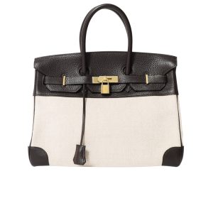 HERMES BIRKIN 25 TOILE H BLACK 25CM