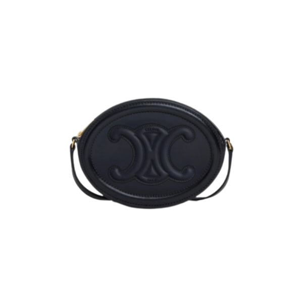 CELINE CROSSBODY BAG OVAL PURSE CUIR TRIOMPHE IN SMOOTH CALFSKIN BLACK