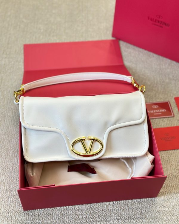 VALENTINO GARAVANI VLOGO 1960 NAPPA LEATHER SHOULDER BAG WHITE 28CM 4W0B0N48ZFJ 098