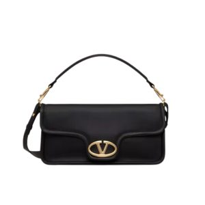 VALENTINO GARAVANI VLOGO 1960 NAPPA LEATHER SHOULDER BAG BLACK 28CM 4W0B0N48ZFJ 0NO