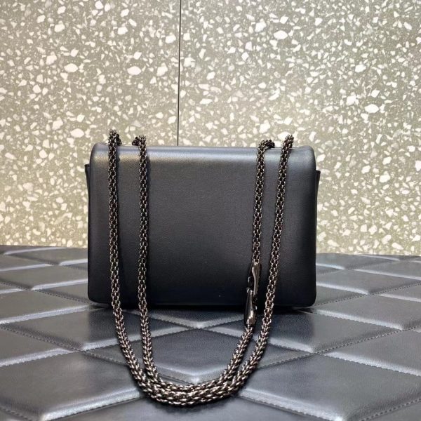 VALENTINO SMALL ONE STUD NAPPA HANDBAG WITH CHAIN AND TONE ON TONE STUD BLACK 19CM 1W2B0K21UZR 0NO