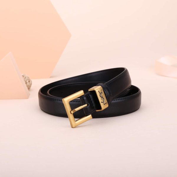 SAINT LAURENT YSL SQUARE LOGO CLASSIC BELT BLACK 25MM