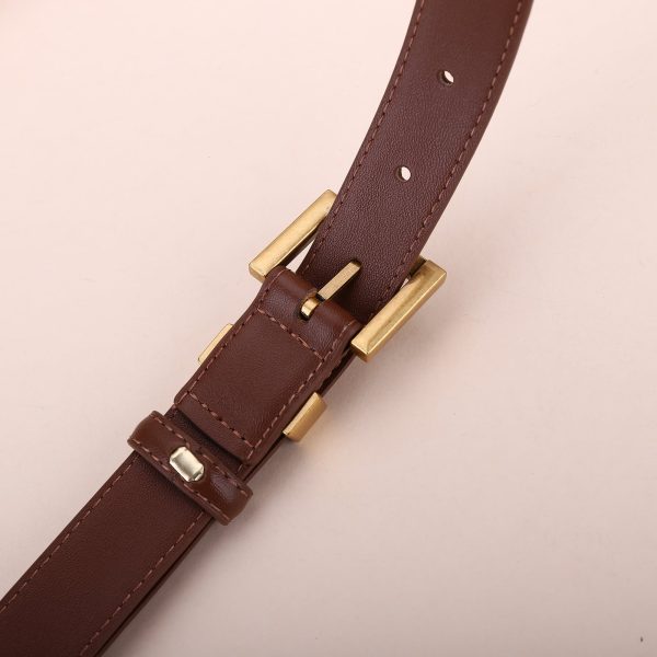 SAINT LAURENT YSL SQUARE LOGO CLASSIC BELT DARK BROWN 25MM