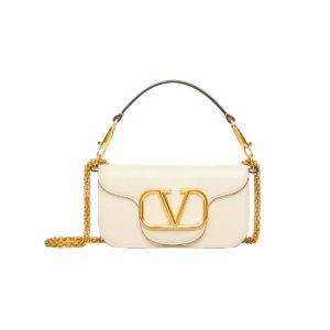 VALENTINO LO? SMALL SHOULDER BAG IN CALFSKIN WHITE