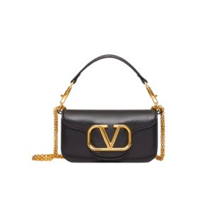 VALENTINO LOC? SMALL SHOULDER BAG IN CALFSKIN BLACK 1W2B0K53ZXL0NO