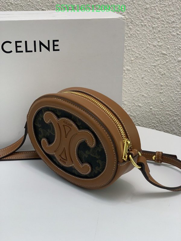 CELINE OVAL BAG CUIR TRIOMPHE IN TRIOMPHE CANVAS AND CALFSKIN TAN 20CM 198602EIN04LU