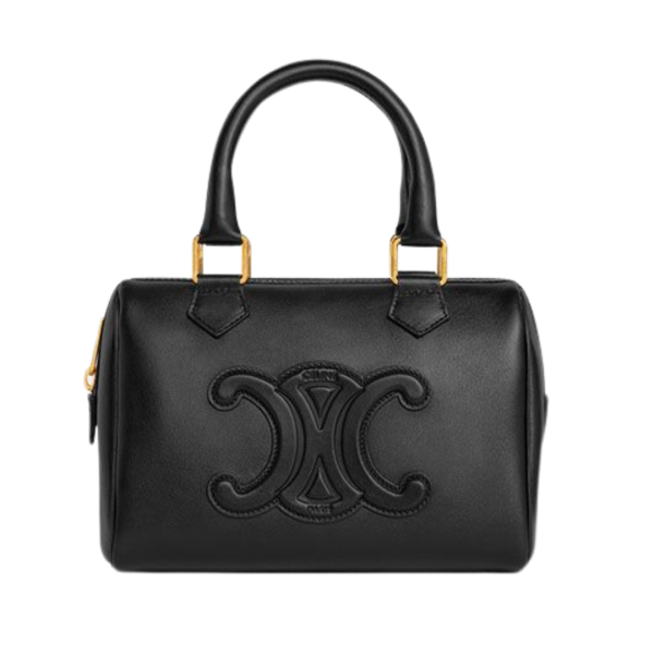 CELINE  SMALL BOSTON BAG IN SMOOTH CALFSKIN WITH CUIR TRIOMPHE BLACK