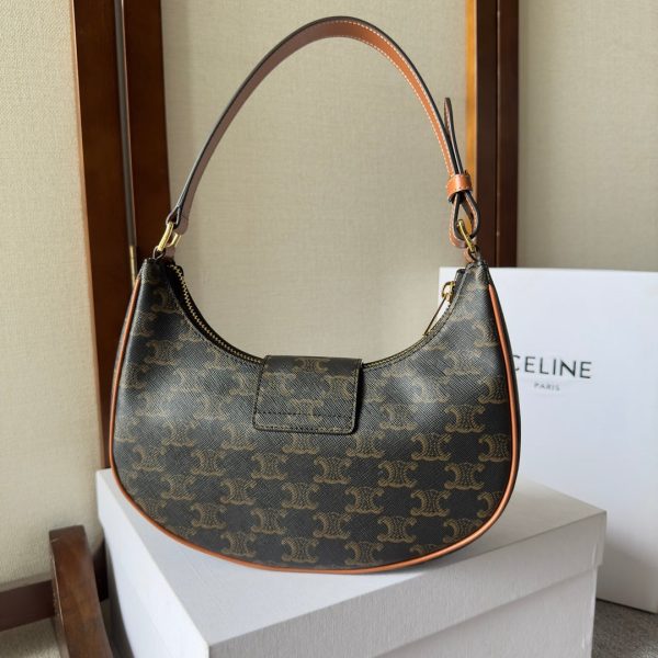 CELINE AVA TRIOMPHE SOFT BAG IN CANVAS AND CALFSKIN
 TAN