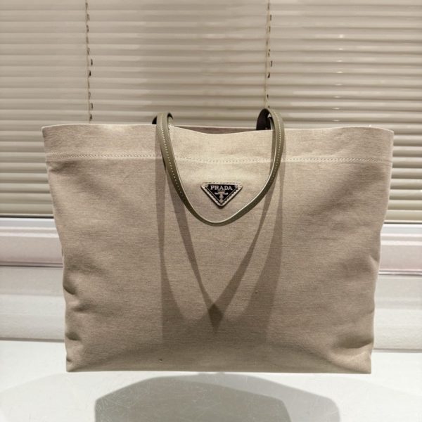 PRADA TESSUTO SYNTHETIC TOTE BAG BEIGE 35CM