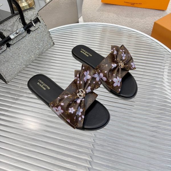 LOUIS VUITTON X TAKASHI MURAKAMI LILY FLAT MULE SAKURA BROWN 1AGVYB