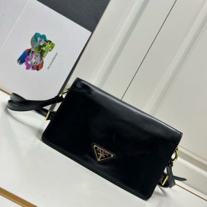 PRADA LEATHER SHOULDER BAG BLACK 23CM 1BD082 2CYR F0002 V DVJ