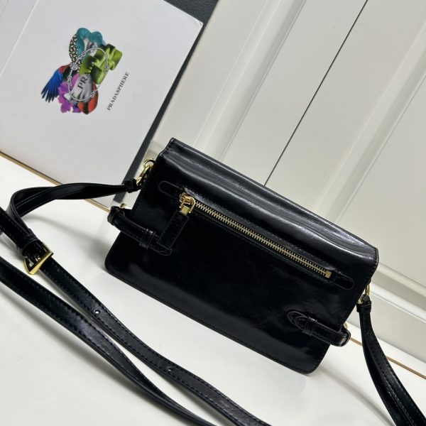 PRADA LEATHER SHOULDER BAG BLACK 23CM 1BD082 2CYR F0002 V DVJ
