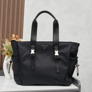 PRADA RE NYLON AND SAFFIANO TOTE BLACK 39CM VG042 2DMG F0002 V MON