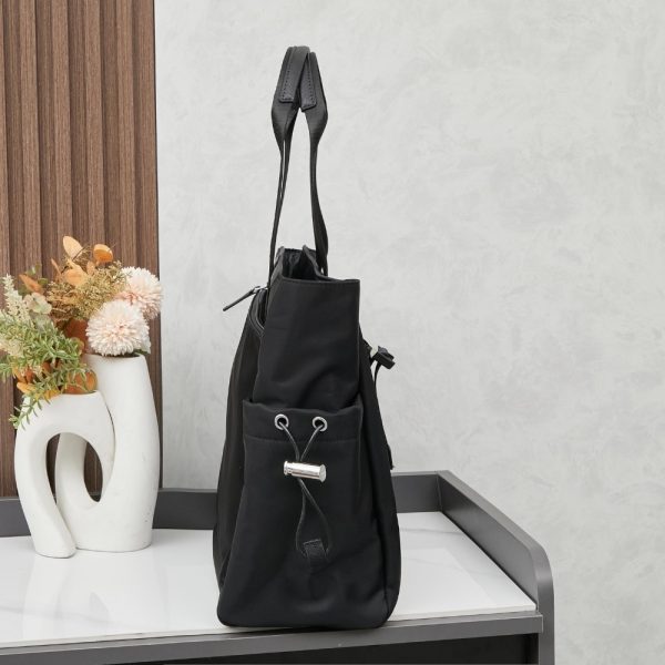 PRADA RE NYLON AND SAFFIANO TOTE BLACK 39CM VG042 2DMG F0002 V MON