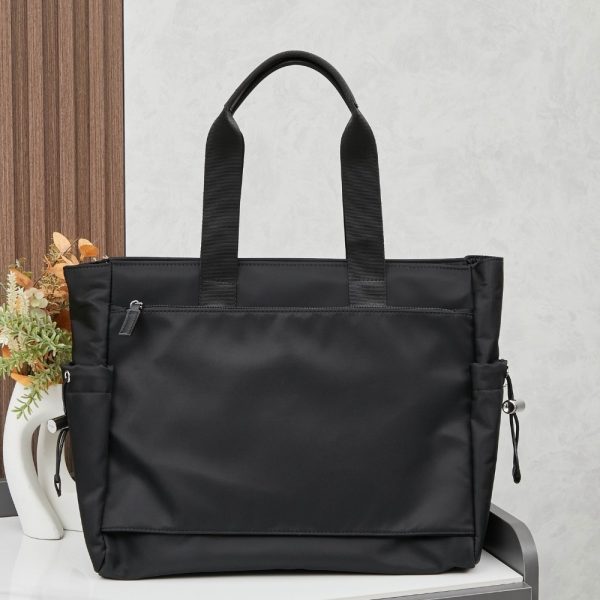 PRADA RE NYLON AND SAFFIANO TOTE BLACK 39CM VG042 2DMG F0002 V MON