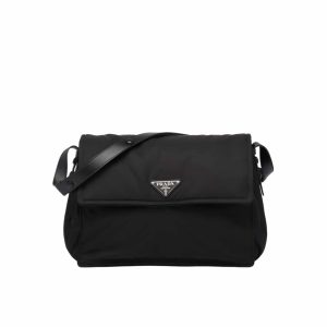 PRADA RE NYLON LARGE PADDED SHOULDER BAG BLACK 38CM 1BD256 RDLN F0002 V OOO