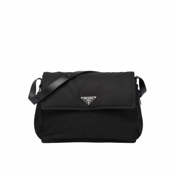 PRADA RE NYLON LARGE PADDED SHOULDER BAG BLACK 38CM 1BD256 RDLN F0002 V OOO