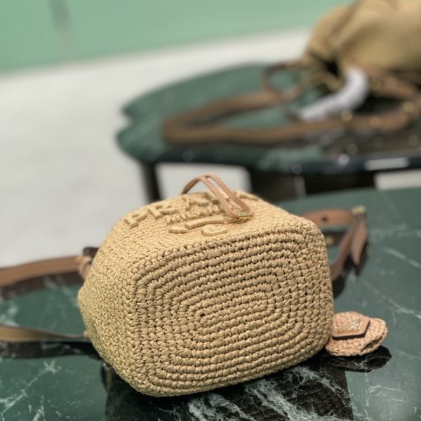 PRADA CROCHET AND MINI BUCKET BAG NATURAL 20CM 1BE068 2M2T F0018 V OUO