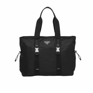 PRADA RE NYLON AND SAFFIANO TOTE BLACK 39CM VG042 2DMG F0002 V MON